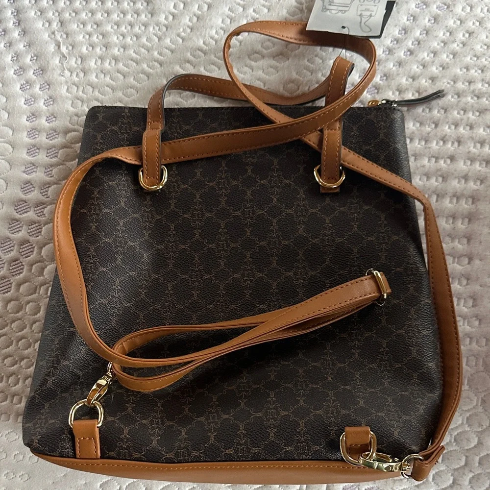 Nanette Lepore Black and Brown Tote Bag Backpack NWT